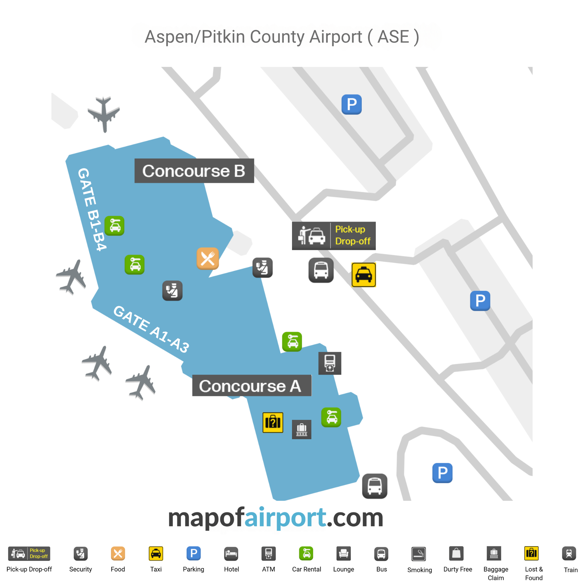 Map of Aspen Pitkin County Airport (ASE) 1 Aspen Airport Map