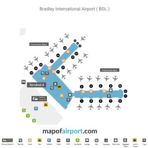 Map of Bradley International Airport (BDL)