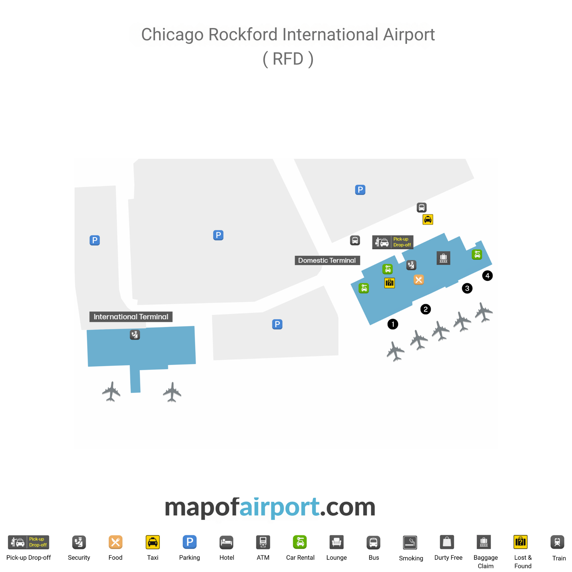 Map of Chicago Rockford International Airport (RFD) 1 Chicago Rockford International Airport Map