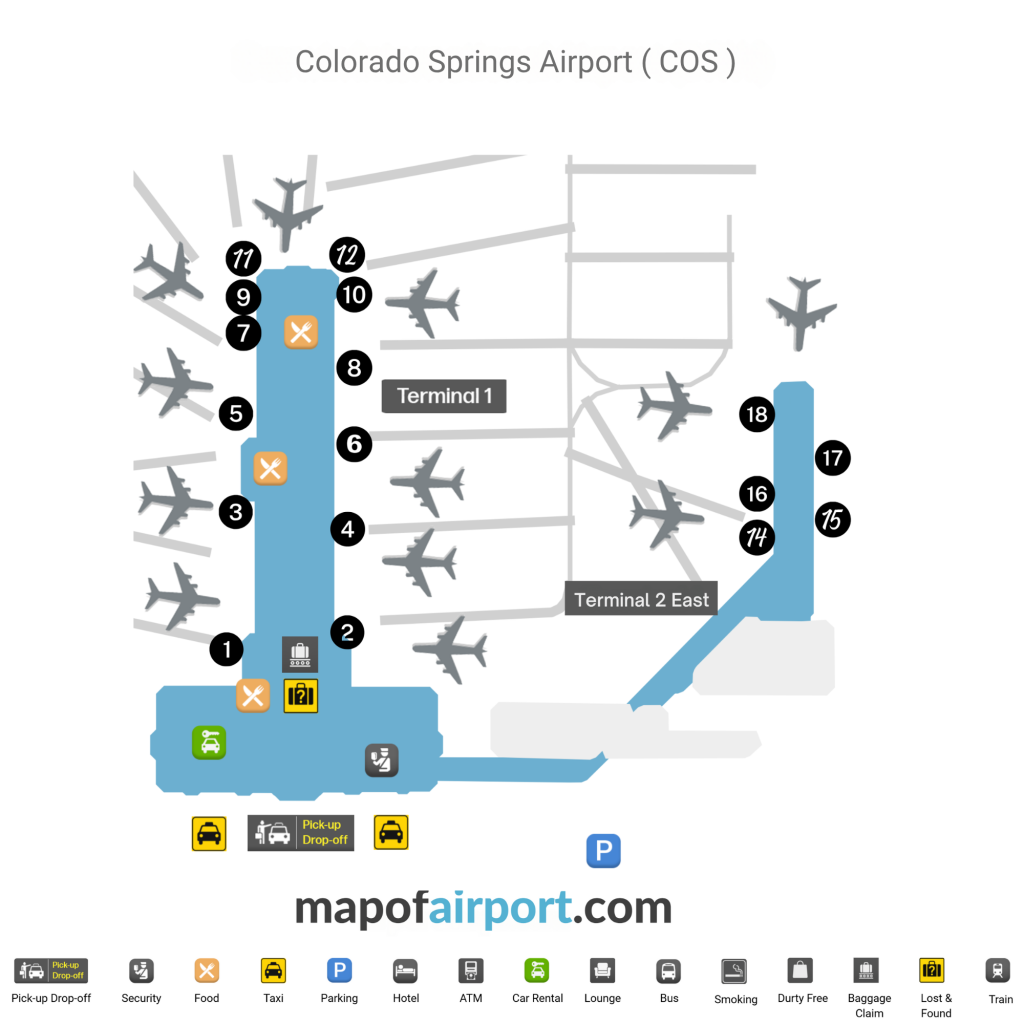 Map of Colorado Springs Municipal Airport (COS) Map of Colorado Springs Municipal Airport (COS)