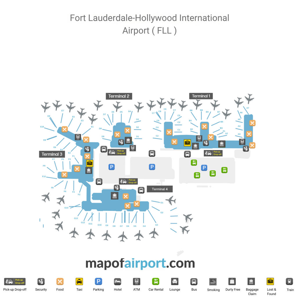 Map of Fort Lauderdale Hollywood International Airport (FLL)