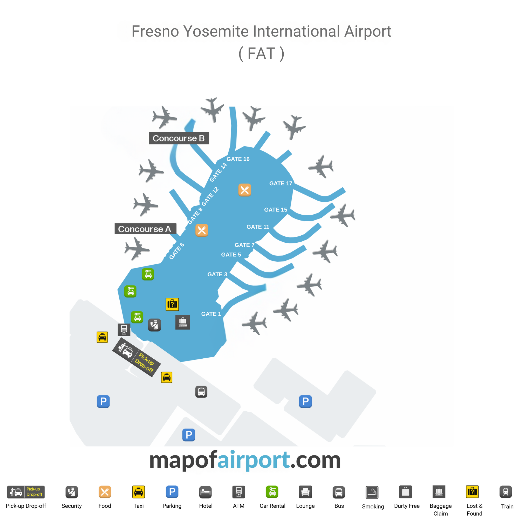 Map of Fresno Yosemite International Airport (FAT) 1 fresno Airport Map