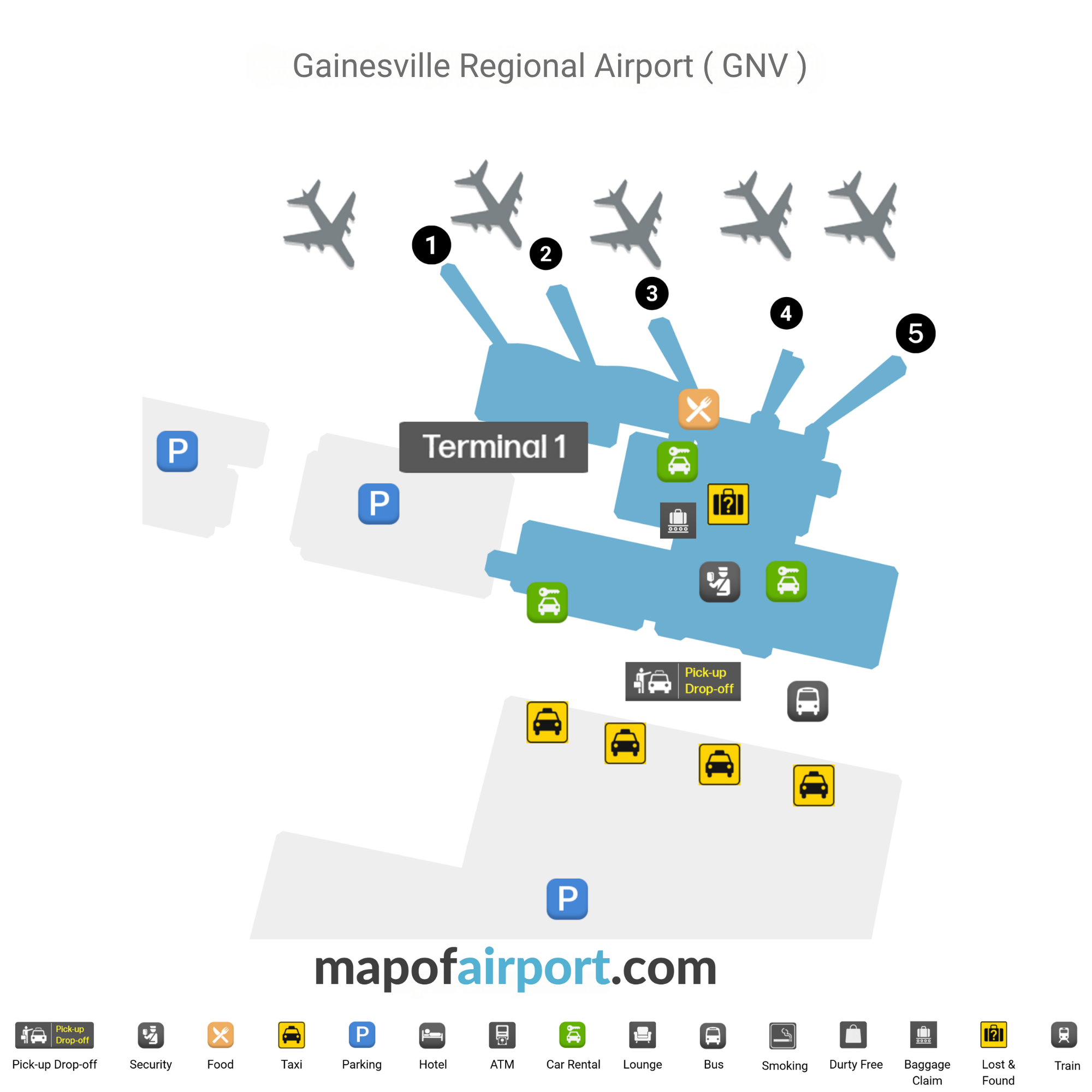 Map of Gainesville Regional Airport (GNV) 1 Gainesville Airport Map