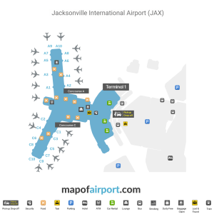 Map of Jacksonville International Airport (JAX)