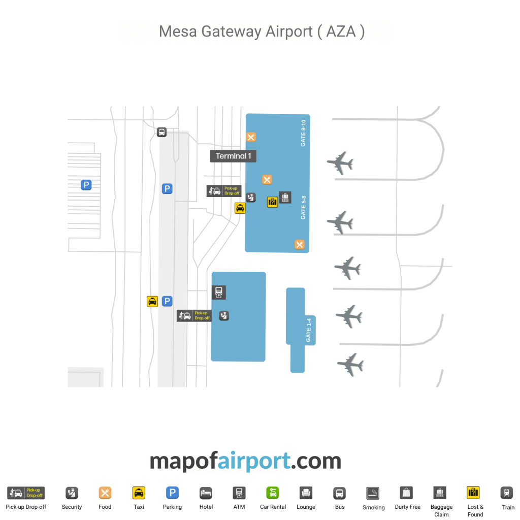 Map of Mesa Gateway Airport (AZA) Map of Mesa Gateway Airport (AZA)