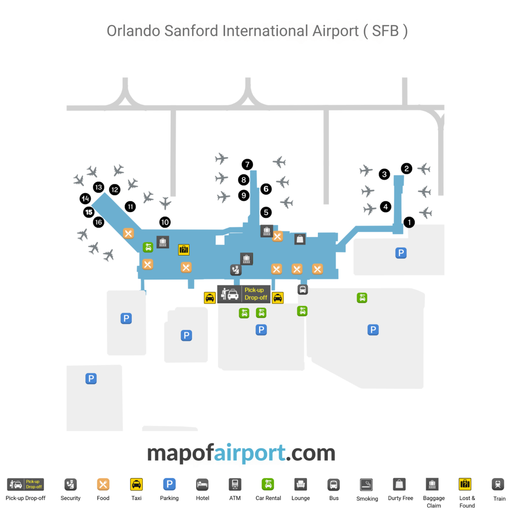 Map of Orlando Sanford International Airport (SFB)