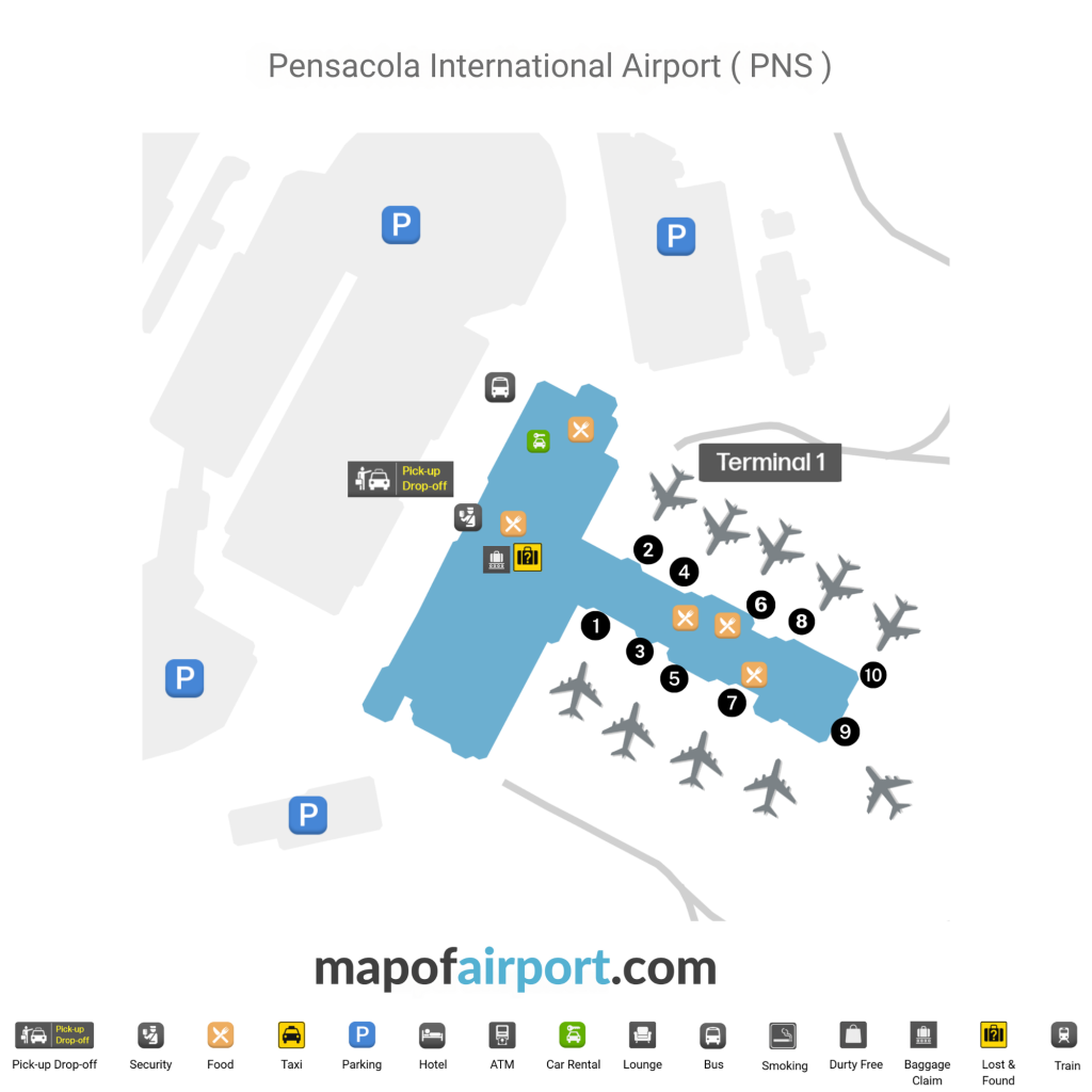 Map of Pensacola International Airport (PNS)