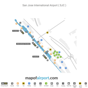 Map of San Jose International Airport (SJC)
