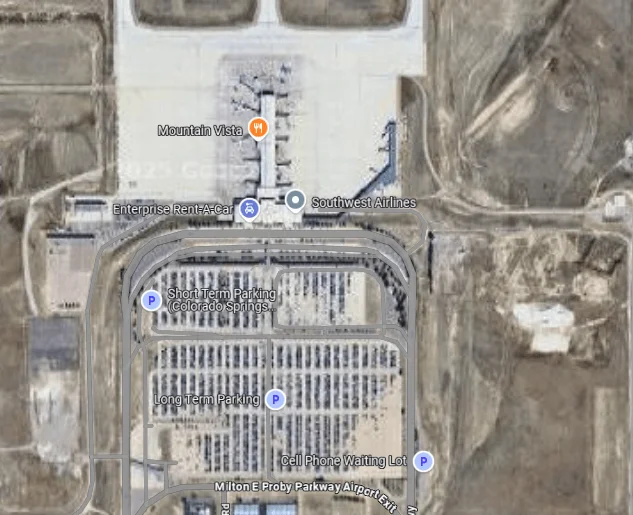 Map of Colorado Springs Municipal Airport (COS) 4 Satellite view of Colorado Springs Airport