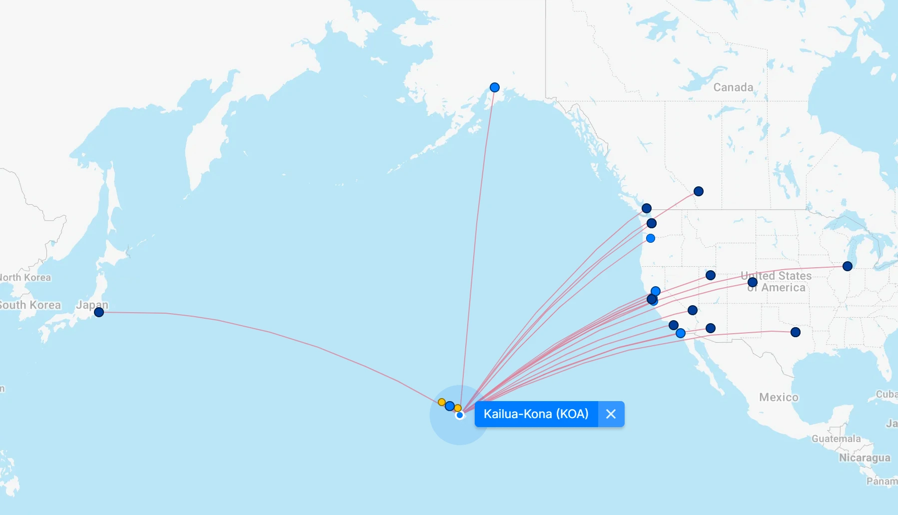 Map of Ellison Onizuka Kona International Airport (KOA) 5 Kona International Airport destination map