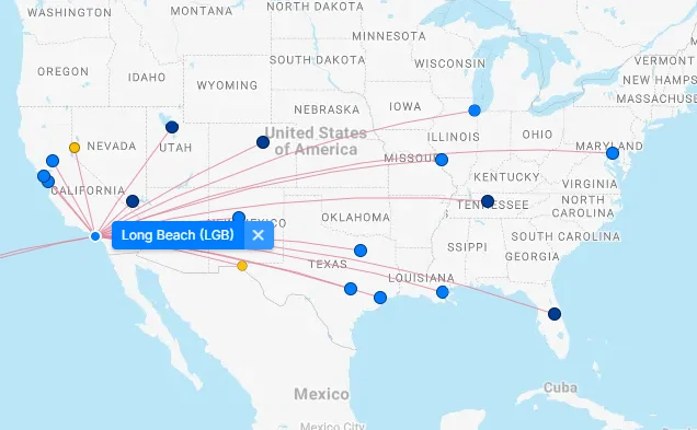 Map of Long Beach Airport (LGB) 5 Long beach airport destination map