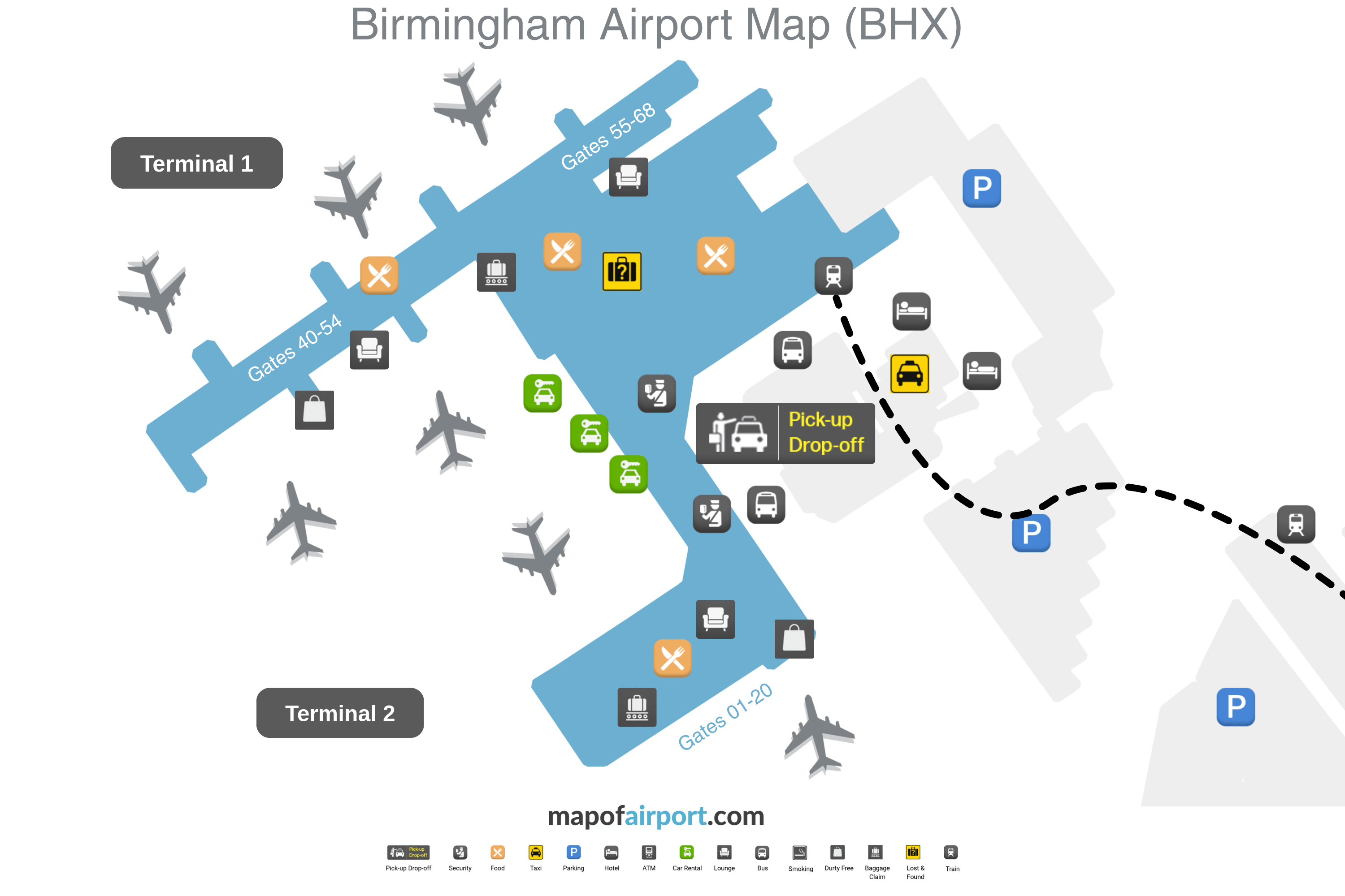 Map of Birmingham Airport (BHX)
