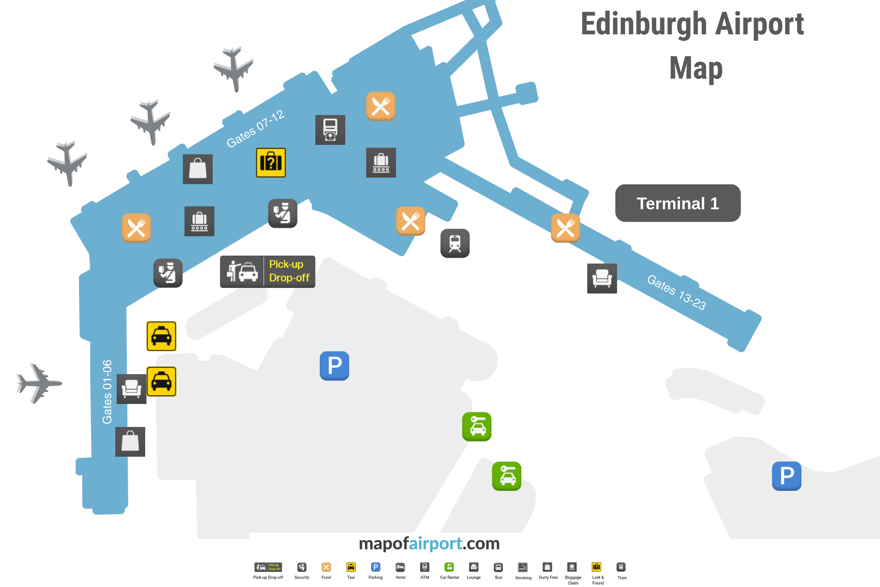Map of Edinburgh Airport (EDI)