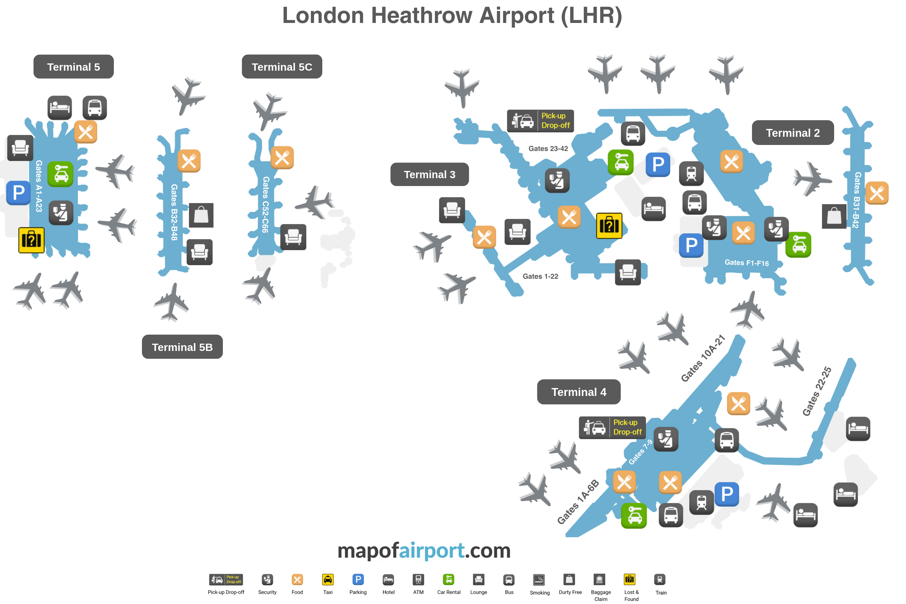 Map of London Heathrow Airport (LHR)