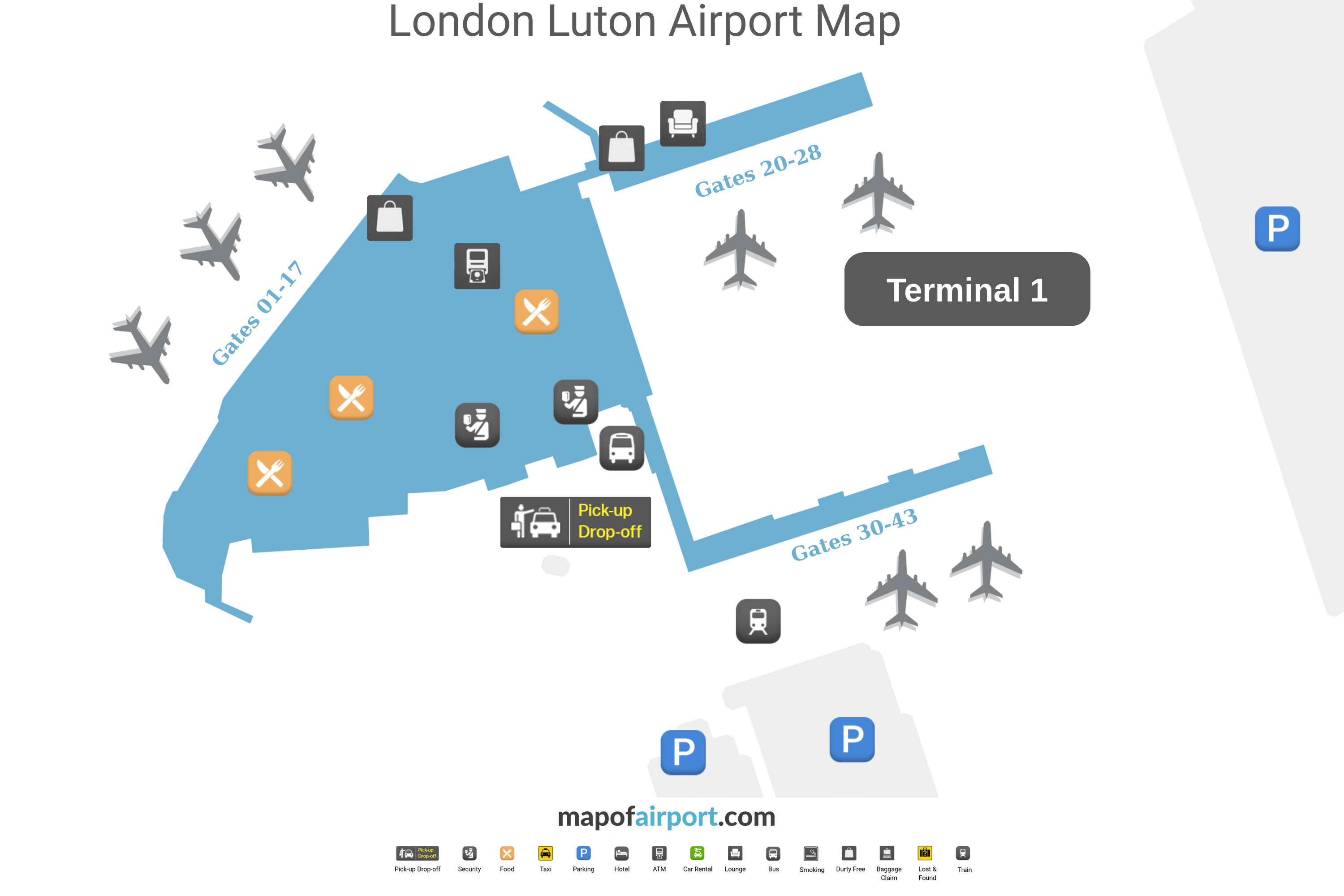 Map of London Luton Airport (LTN)