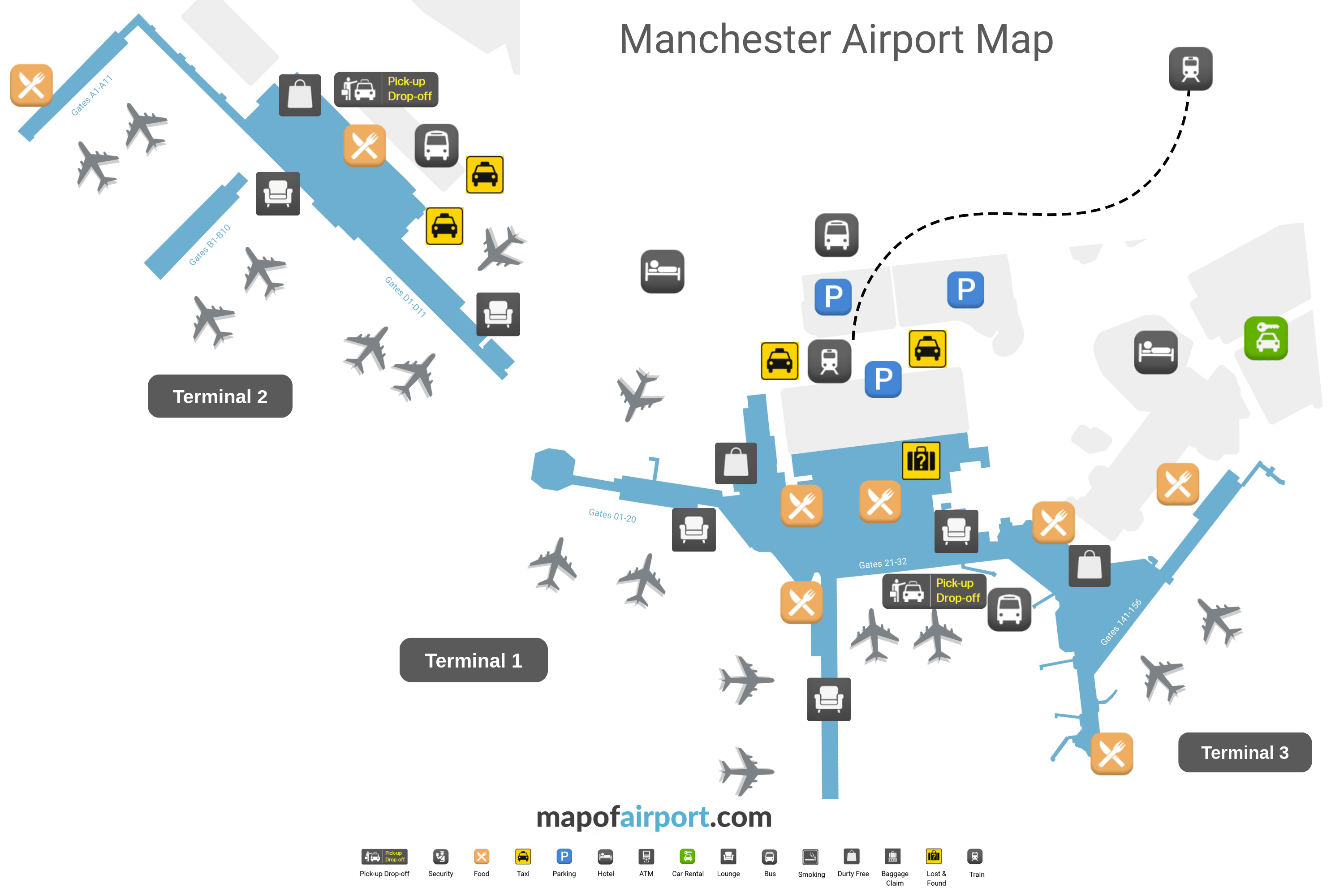 Map of Manchester Airport (MAN)