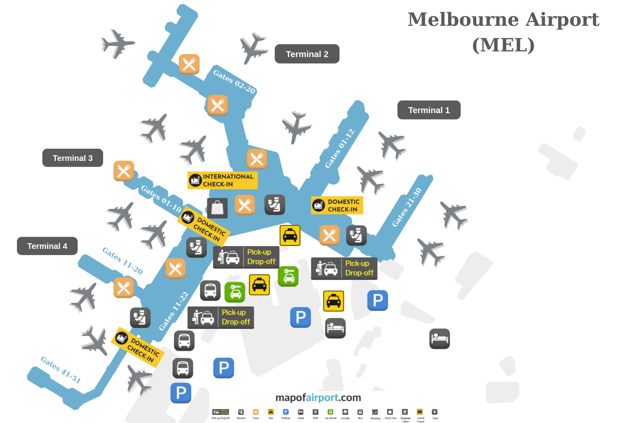 Australia Airport Maps - Australian Airports Terminal Layouts
