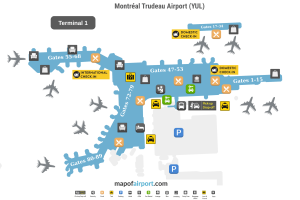 Map of Montréal-Trudeau Airport (YUL) Map of Montréal-Trudeau Airport (YUL)