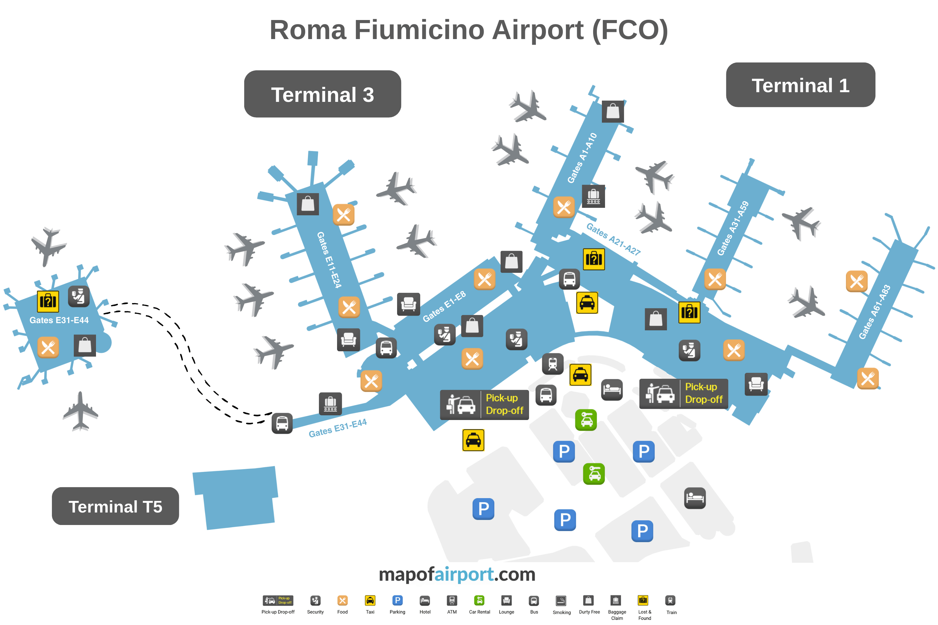 Map of Rome-Fiumicino Airport (FCO)