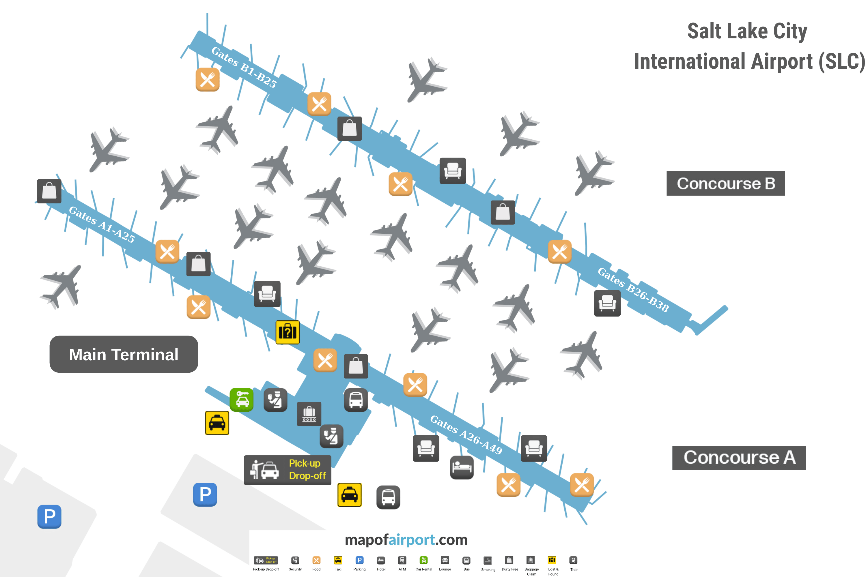 Map of Salt Lake City Airport (SLC) 1 Salt Lake City Airport Map