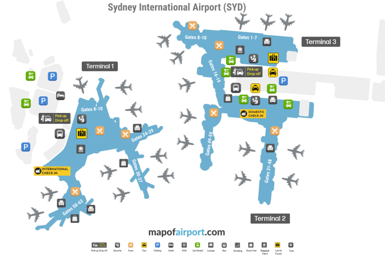 Australia Airport Maps - Australian Airports Terminal Layouts