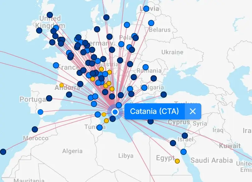 Map of Catania Airport (CTA) 5 Catania Airport destination map