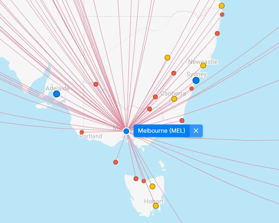 Map of Melbourne Airport (MEL) 5 Melbourne Airport destination map