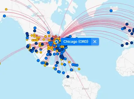 Map of Chicago O'Hare Airport (ORD) 5 Chicago O'Hare Airport destination map