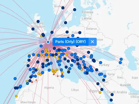 Map of Paris Orly Airport (ORY) 5 Paris Orly Airport destination map