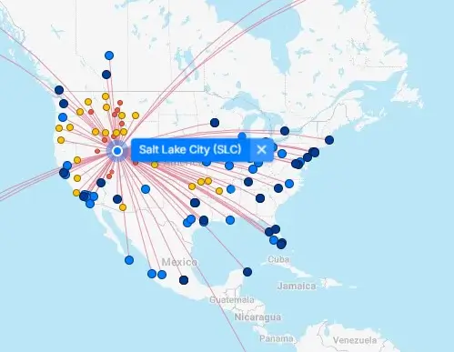 Map of Salt Lake City Airport (SLC) 5 Salt Lake City Airport destination map