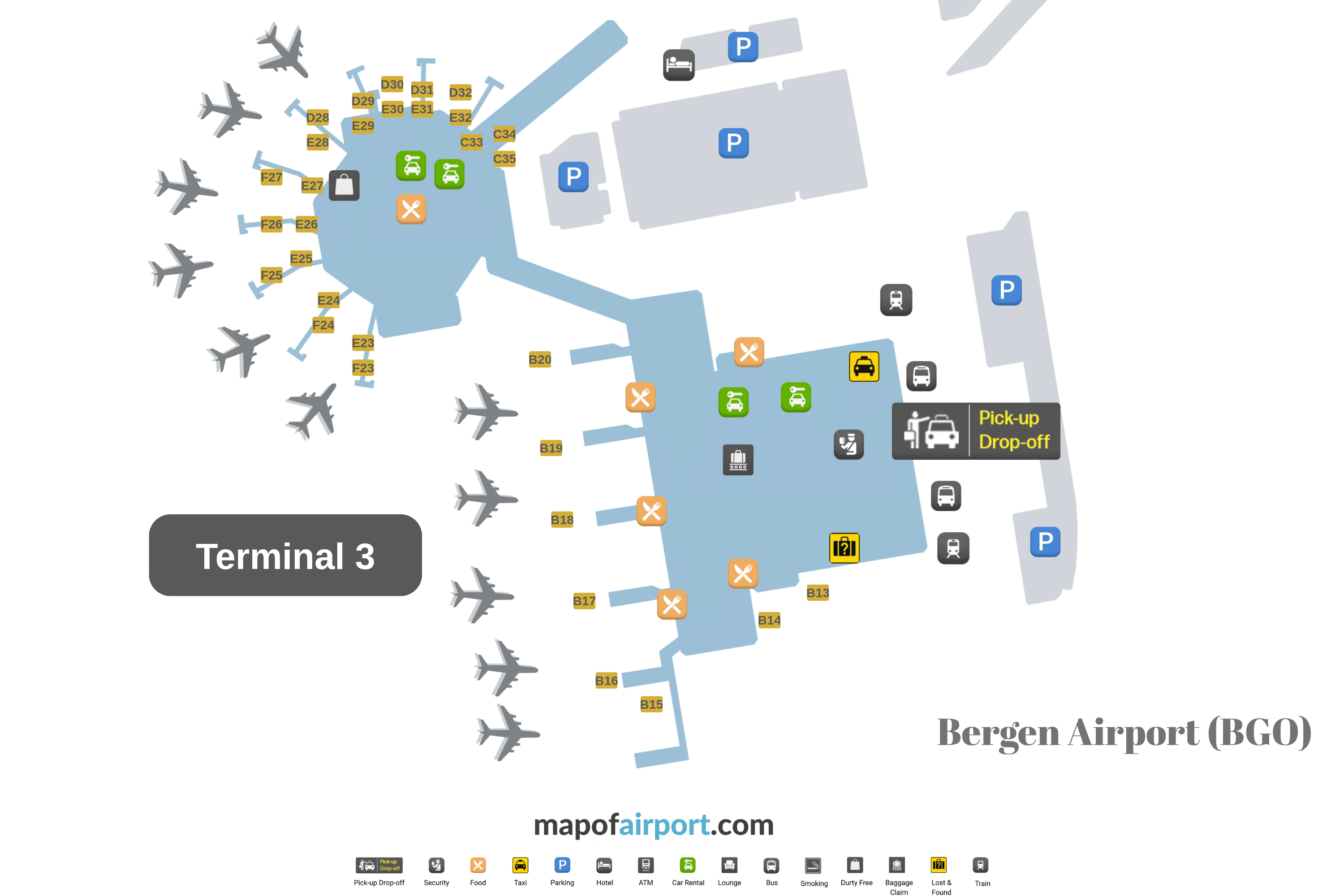 Map of Bergen Airport (BGO)