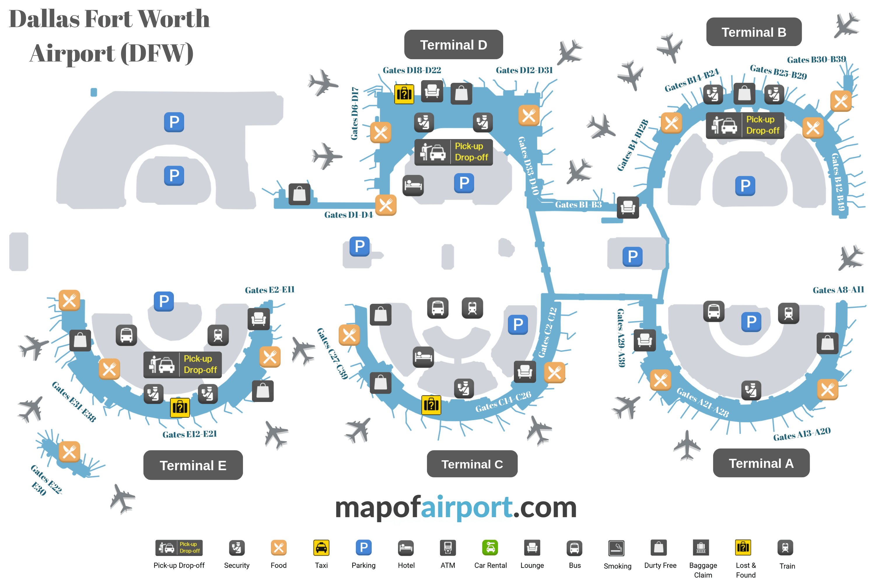 Map of Dallas Fort Worth Airport (DFW)
