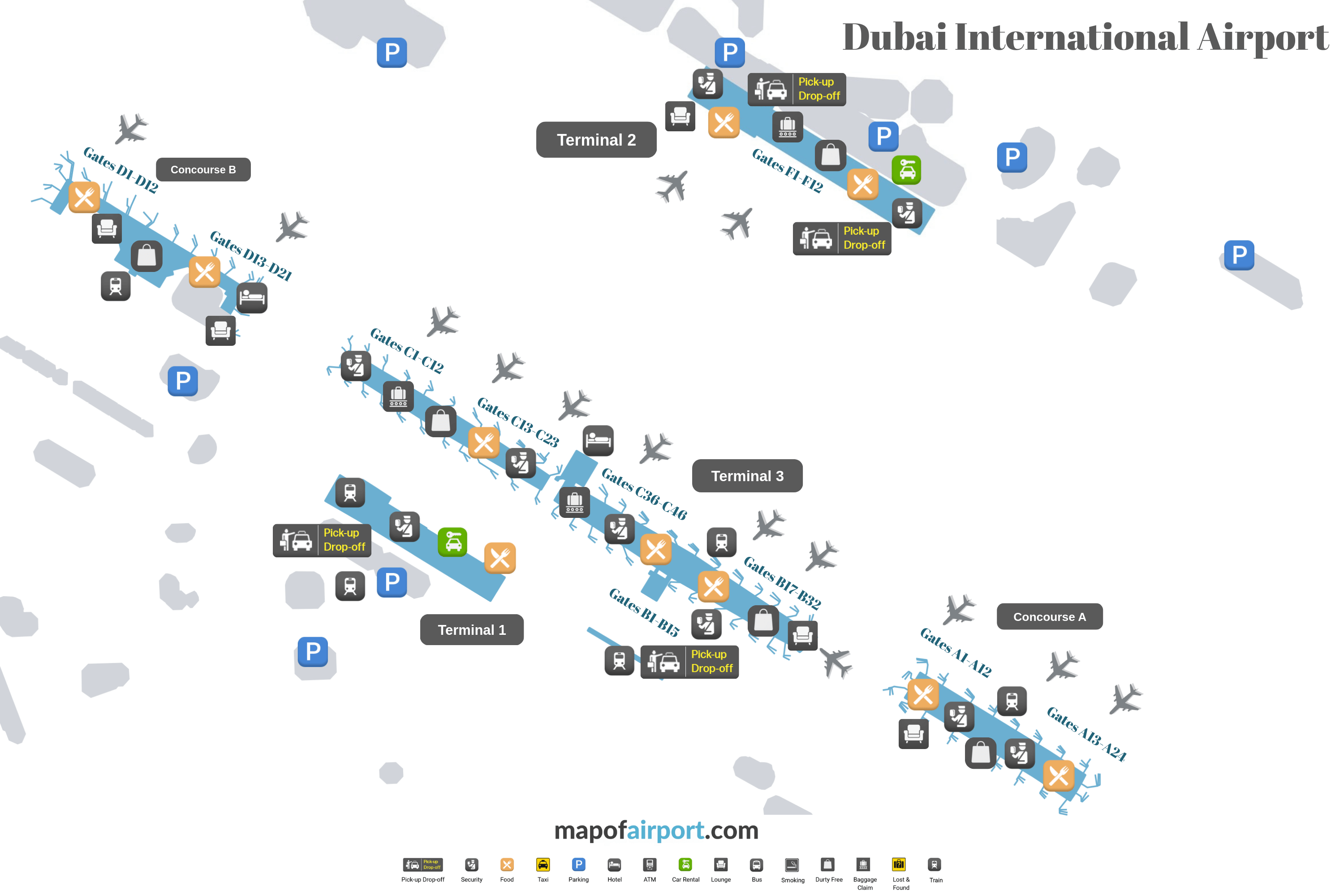 Map of Dubai Airport (DXB) Map of Dubai Airport (DXB)