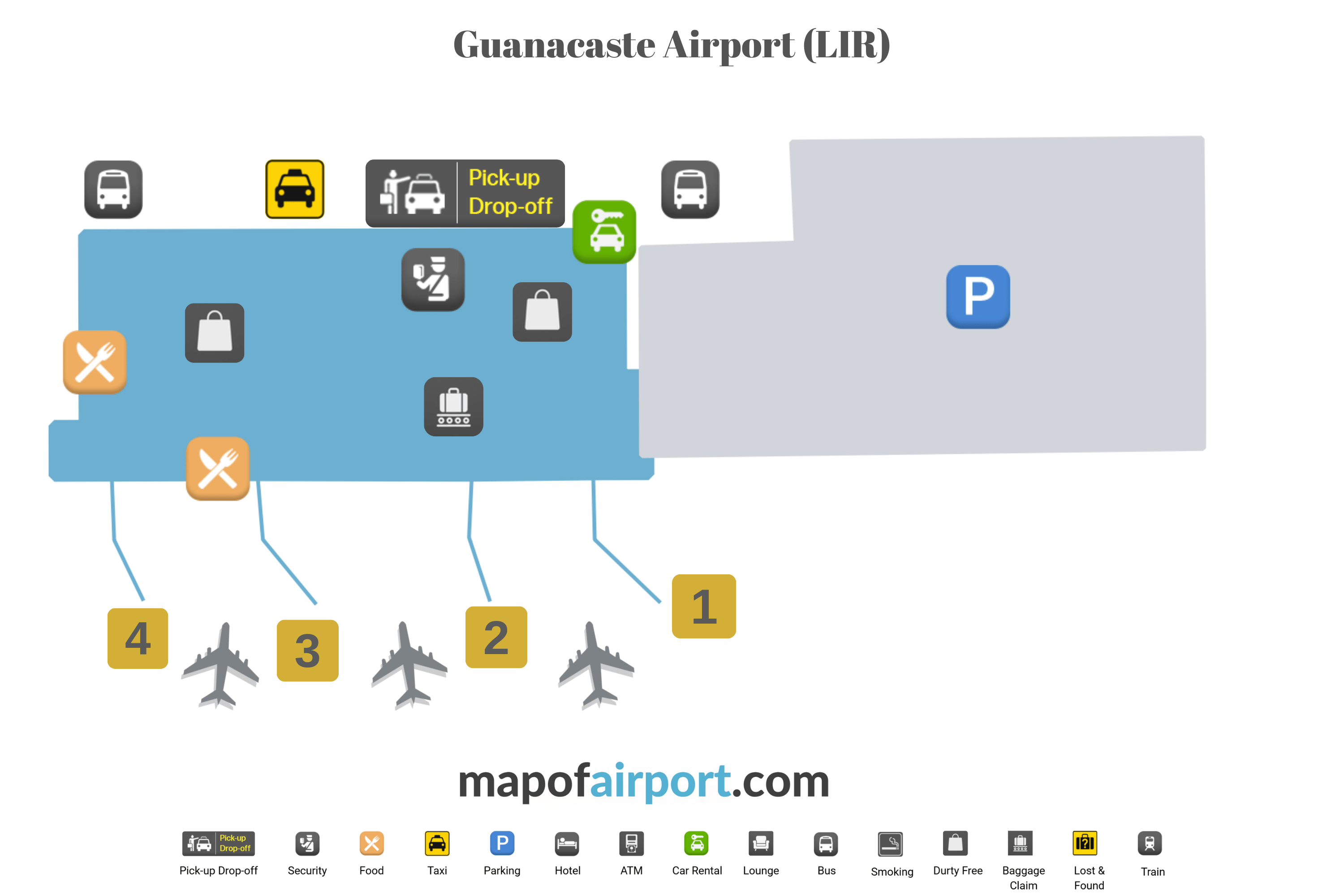 Map of Guanacaste Airport (LIR)