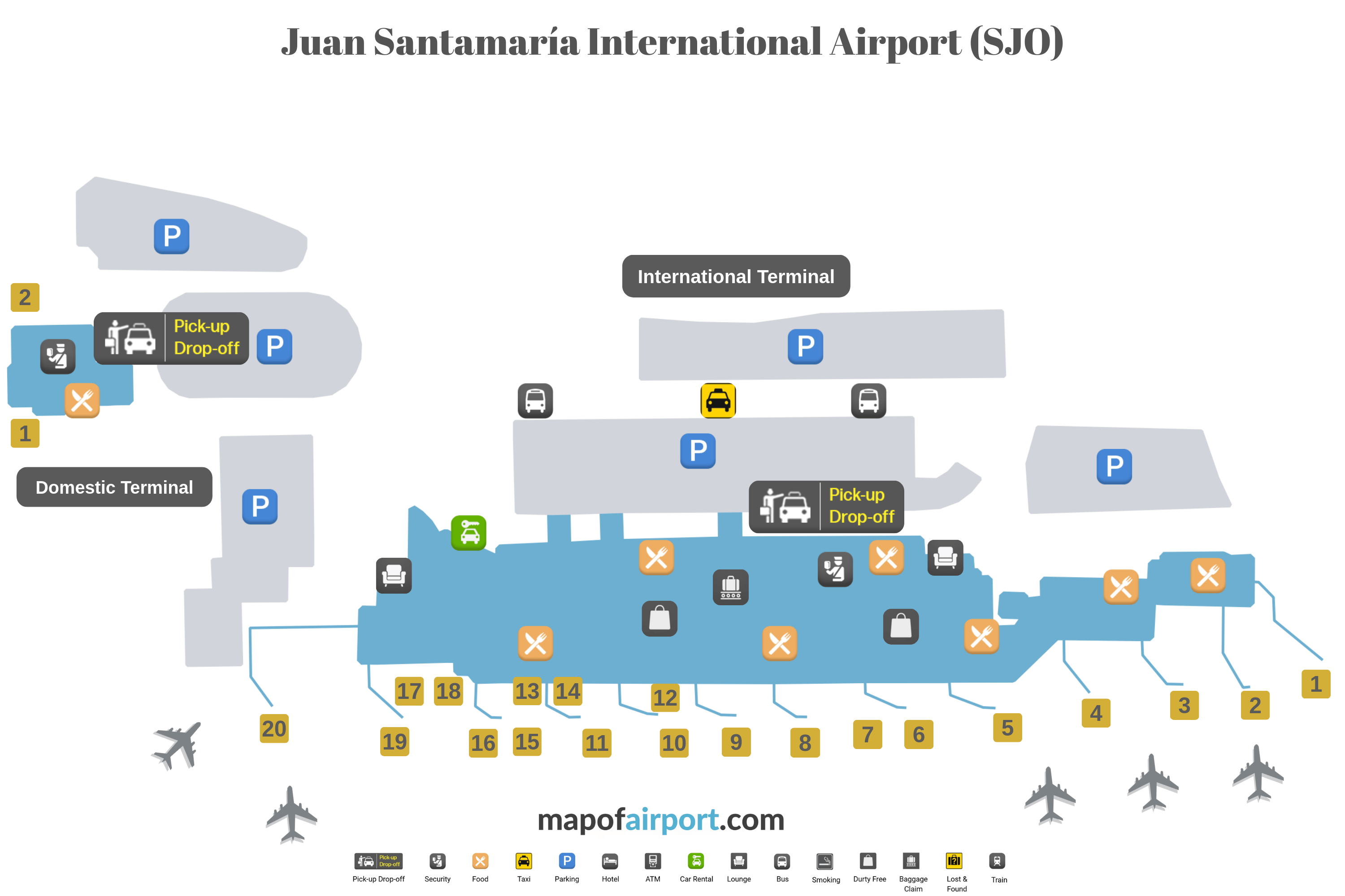Map of Juan Santamaria Airport (SJO)