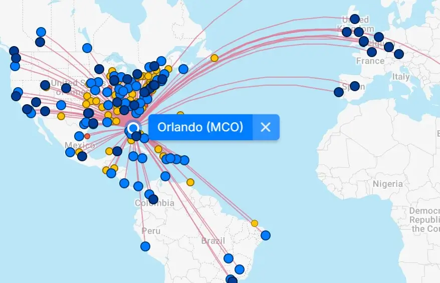 Map of Orlando Airport (MCO) 5 Orlando Airport destination map