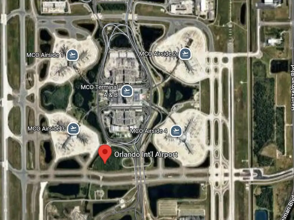 Map of Orlando Airport (MCO) 4 Satellite view of Orlando Airport