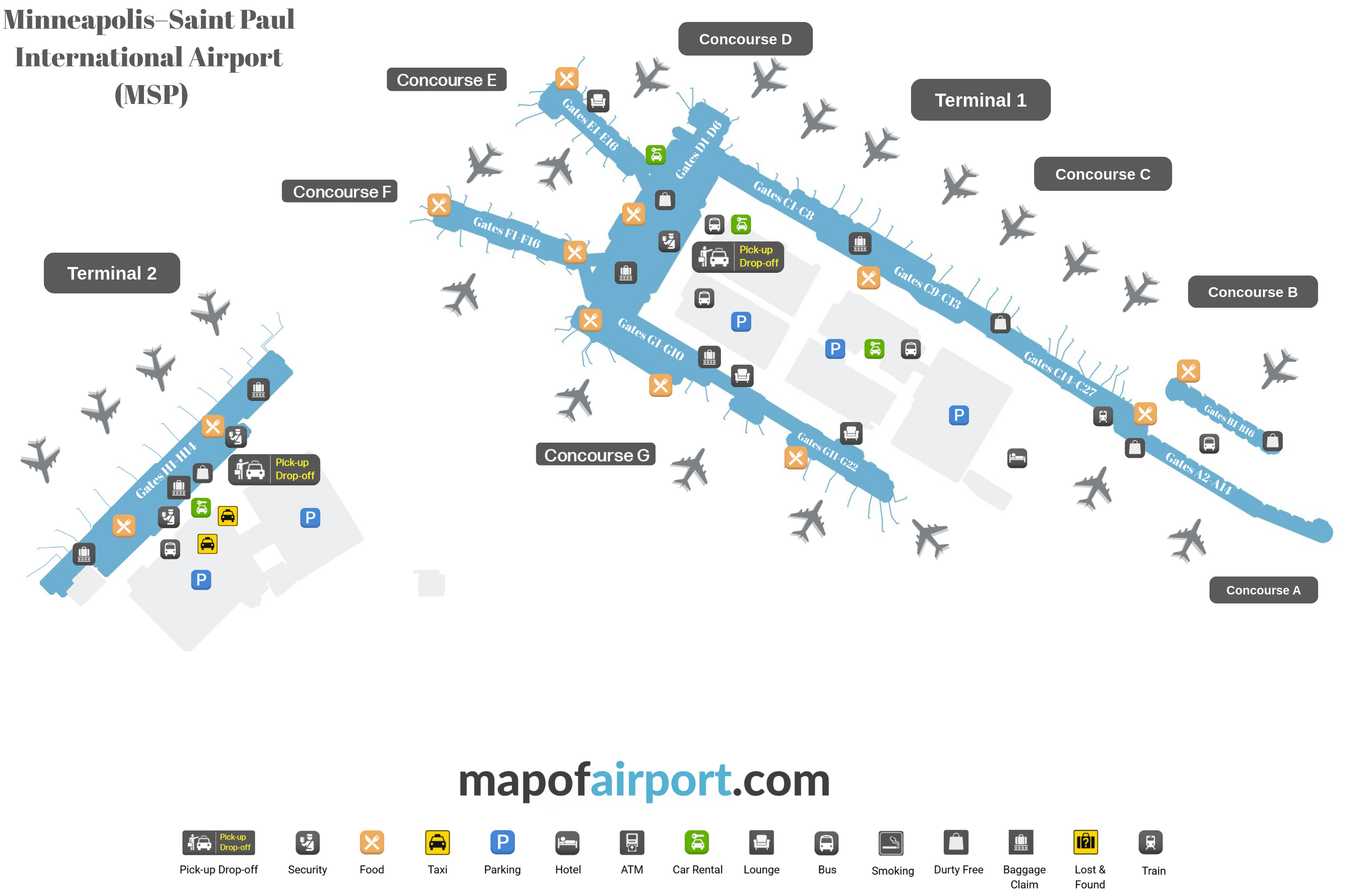 Terminal Map of Minneapolis Airport (MSP)