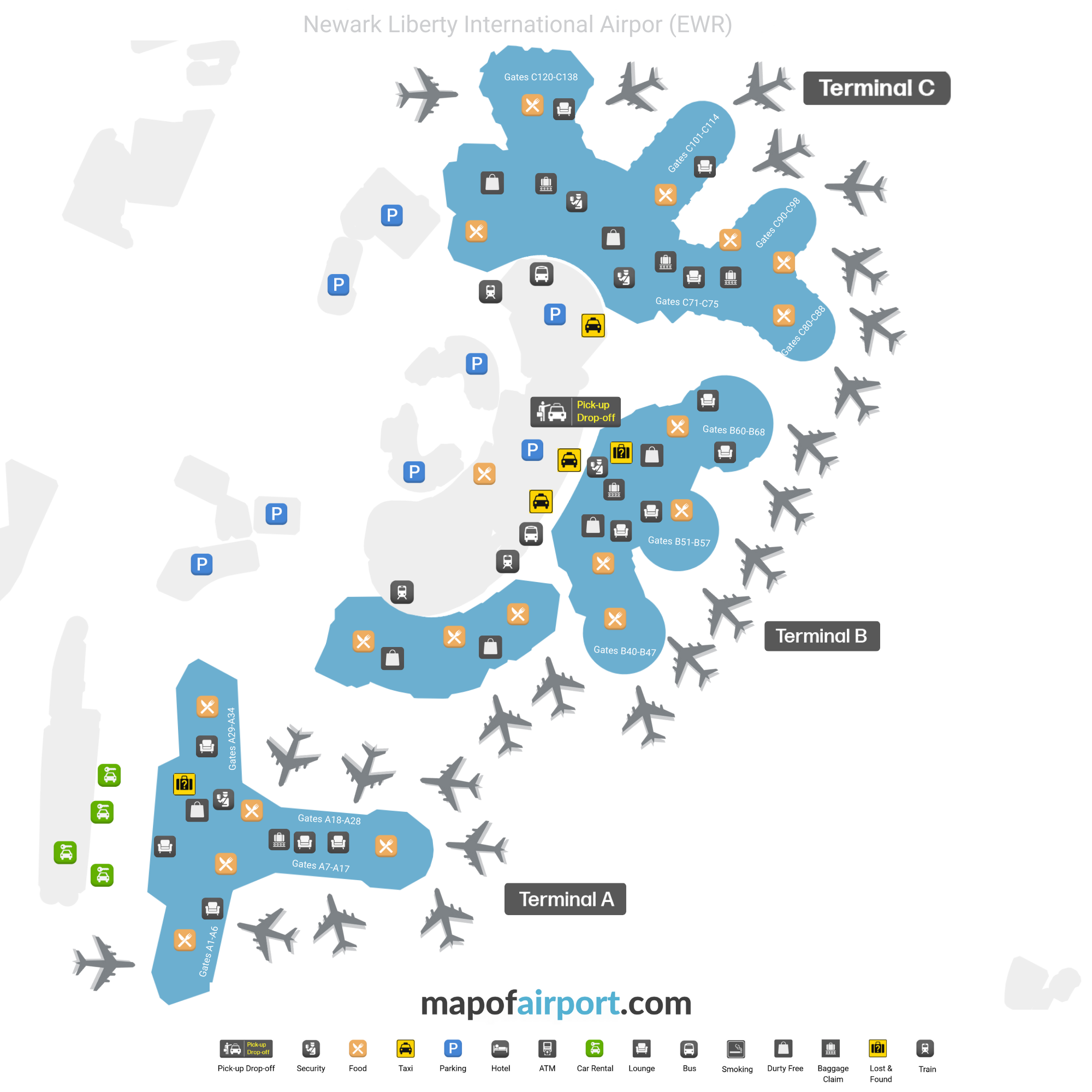 Terminal Map of Newark Airport (EWR)