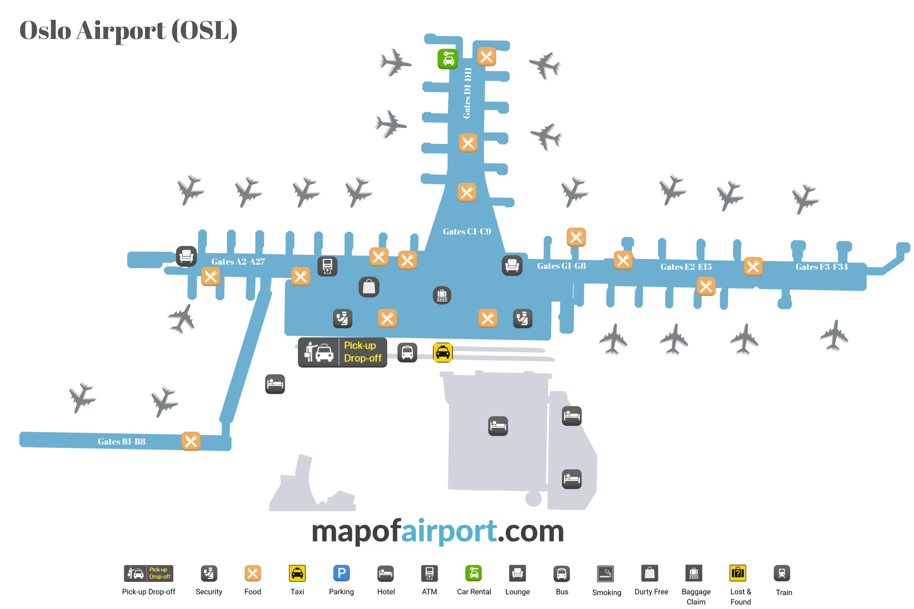 Map of Oslo Airport (OSL)