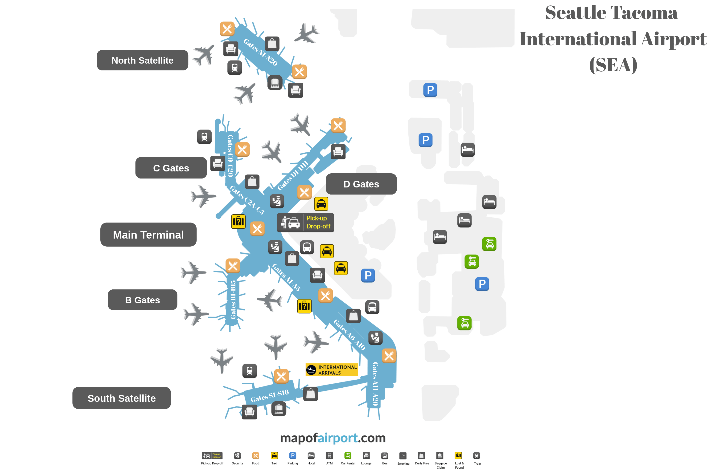 Map of Seattle-Tacoma Airport (SEA)