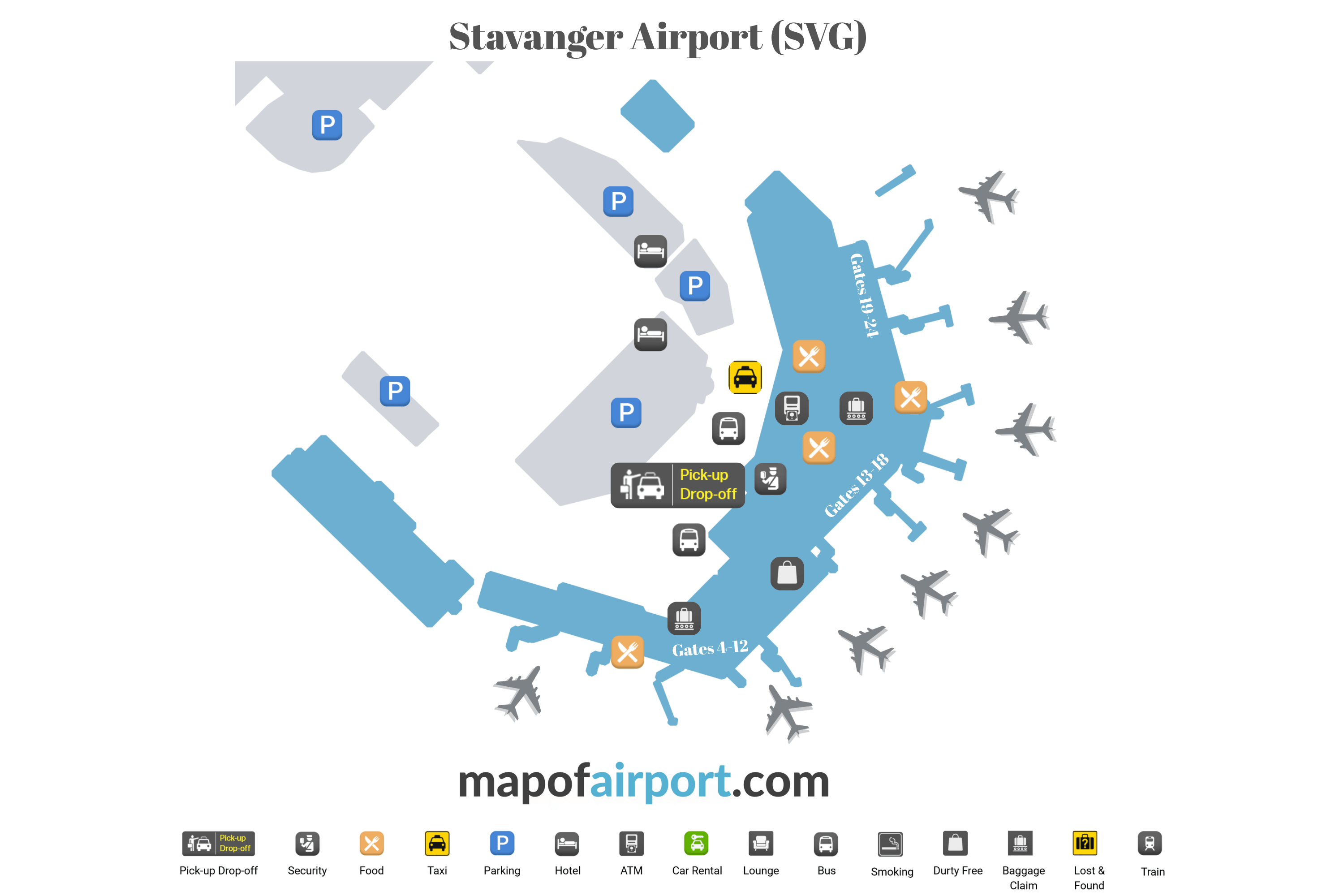Map of Stavanger Airport (SVG)