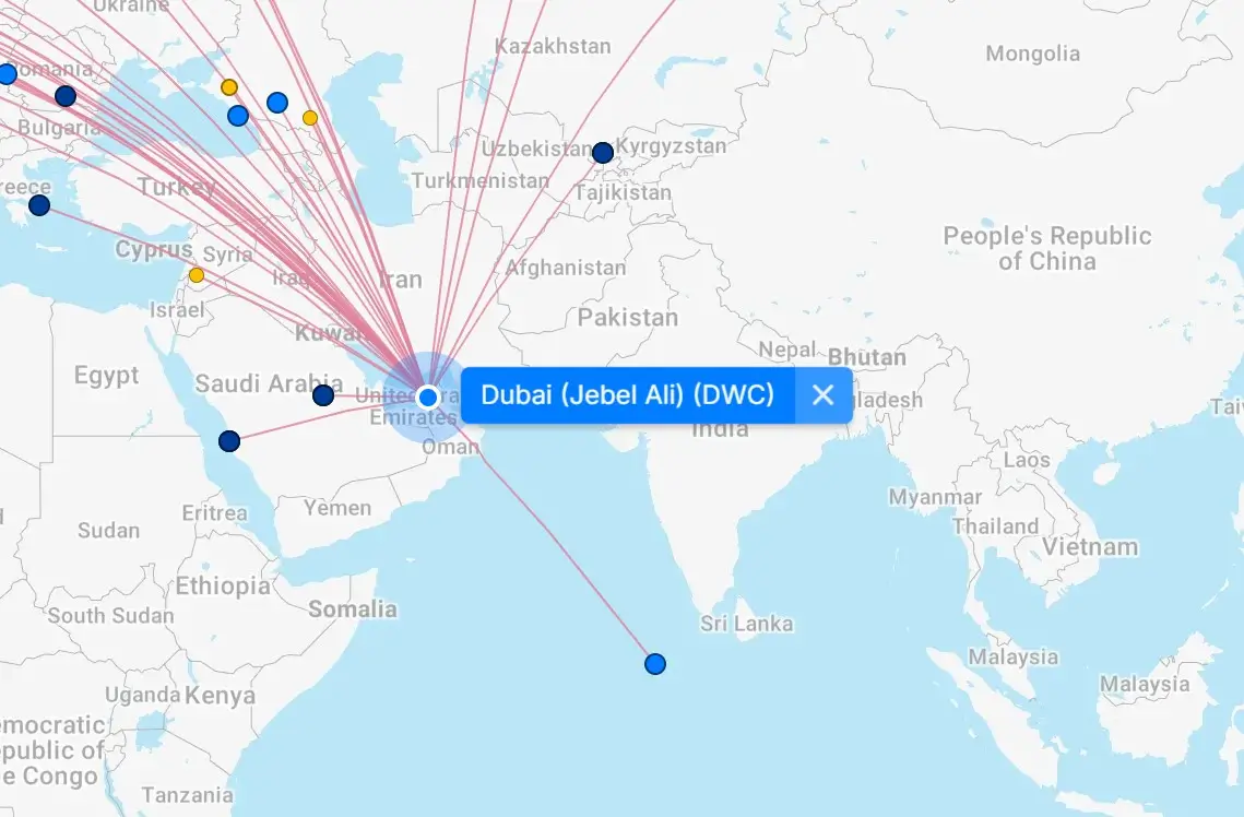 Map of Al Maktoum Airport (DWC) 5 Al Maktoum Airport destination map