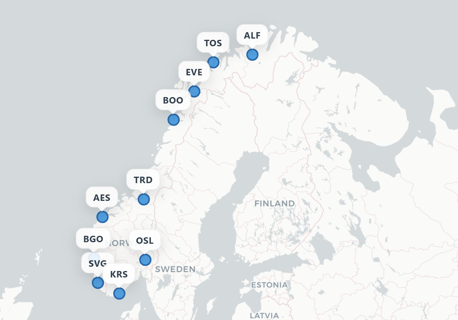 Norway Airports Map