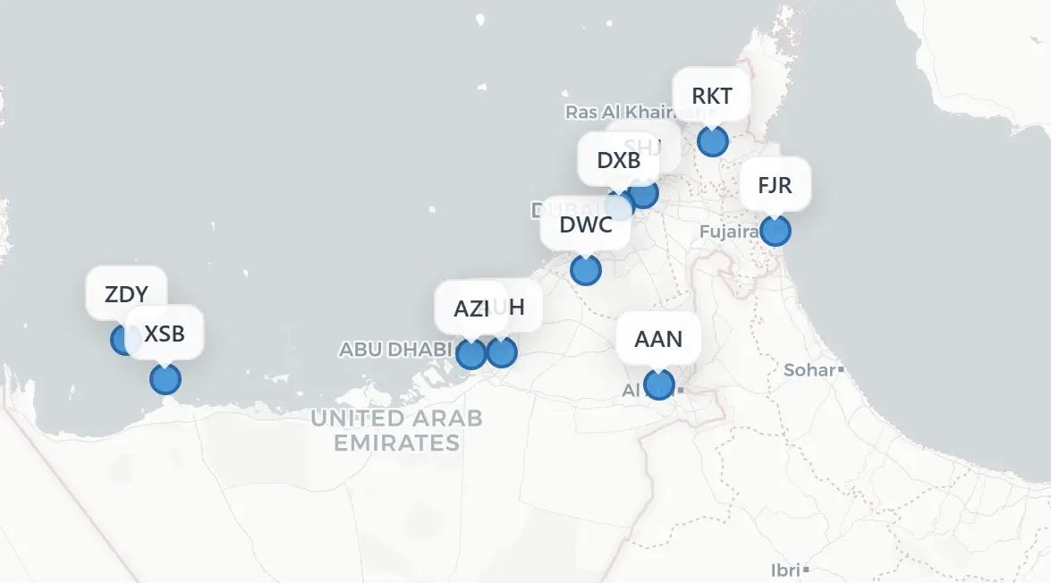 Airports in the United Arab Emirates - Terminal maps 1 UAE Airports Map