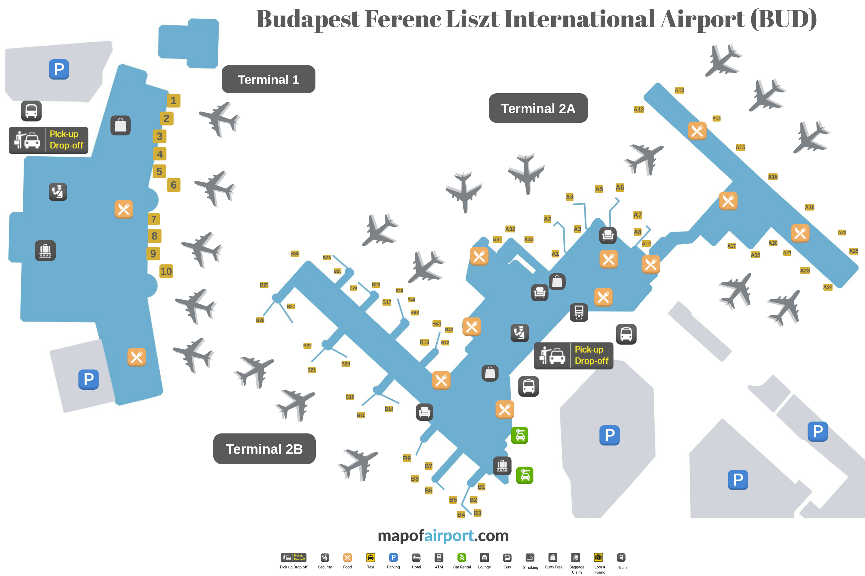 Map of Budapest Airport (BUD) Map of Budapest Airport (BUD)