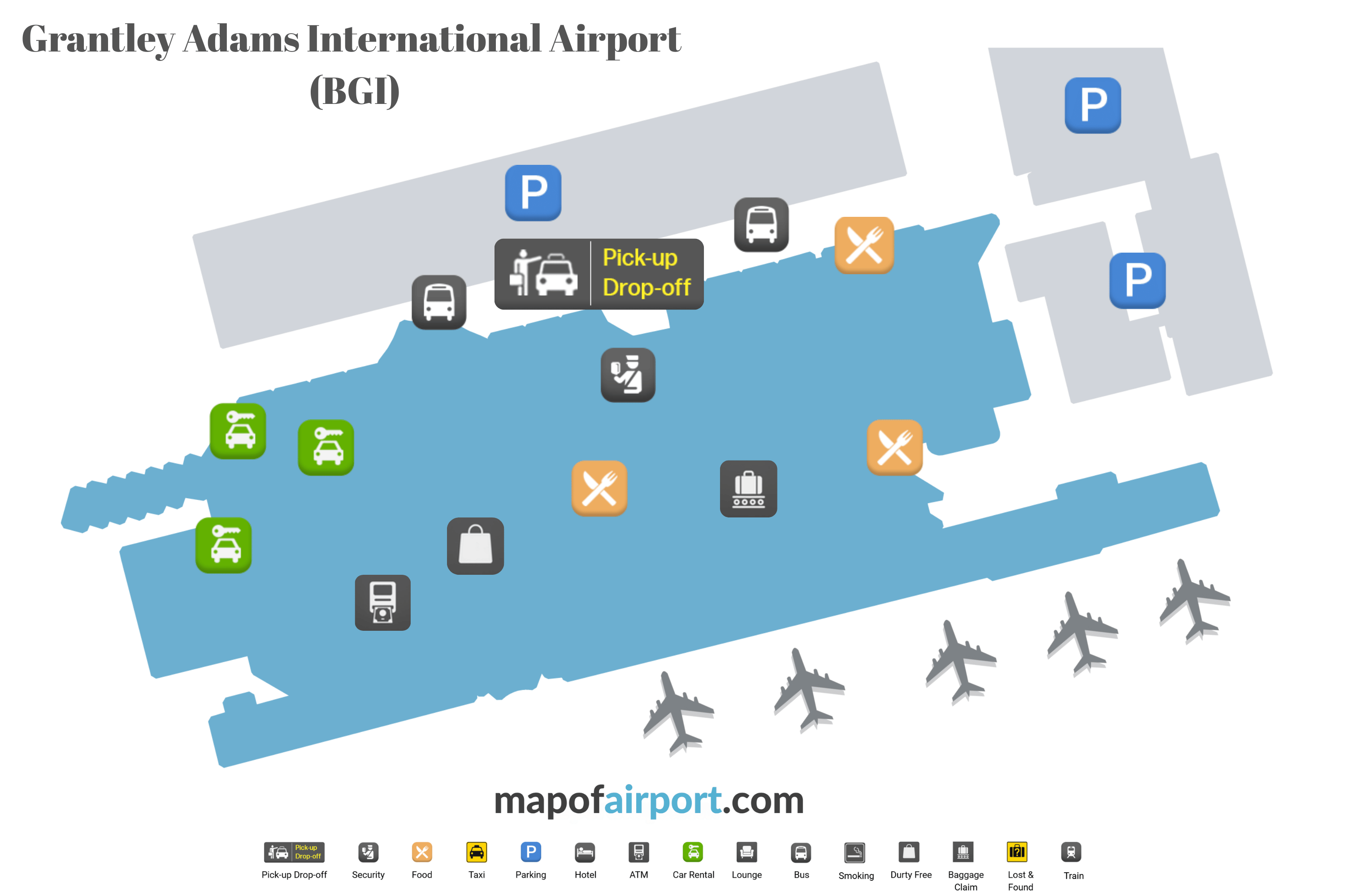 Map of Grantley Adams Airport (BGI)