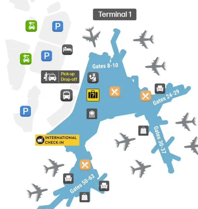 Map of Sydney Airport (SYD) 4 Sydney Airport Terminal 1 map